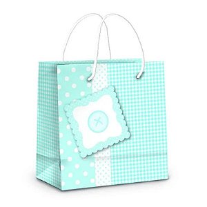 Sacola de Papel Laminado Baby Azul PP 14x13x6cm - 50 Un