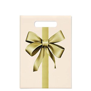 Sacola Flex 22x31cm Laço Marfim e Ouro - 10 Un