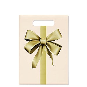 Sacola Flex 30x45cm Laço Marfim e Ouro - 10 Un