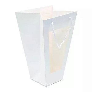 Sacola com Visor Liso G 33x23x12cm Branco - 10 Un