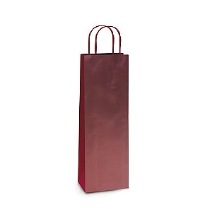Sacola de Papel Laminado Metal Vinho Fosco Garrafa 35x13x8cm - 10 Un