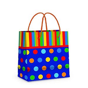 Sacola de Papel Laminado Colors Azul Mini 10,5x9,5x4cm - 50 Un
