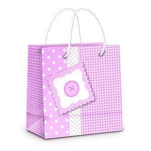 Sacola de Papel Laminado Baby Rosa PP 14x13x6cm - 50 Un