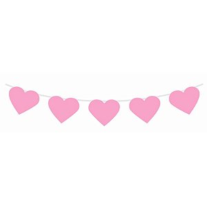 Bandeirola Corações Rosa 1,8m - 1 un