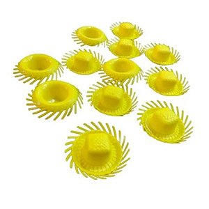 Mini Chapéu Junino de Plástico Amarelo - 12 Un