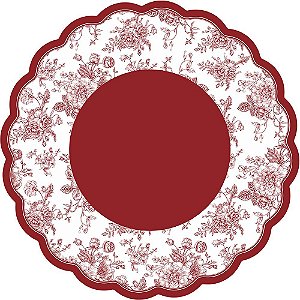 Folha Poli Redondo Toile de Jouy Marsala 68cm - 50 Un
