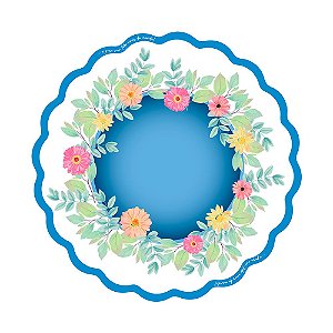 Folha Poli Redondo Jardim do Amor Azul 68cm - 50 Un