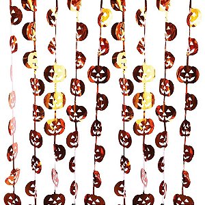 Cortina Abóbora Metalizada Halloween 100x200cm - 1 Un
