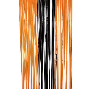 Cortina Listras Laranja e Preto Halloween 100x200cm - 1 Un