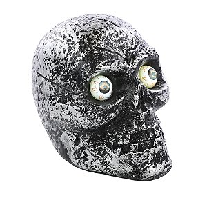 Crânio Cinza Com Som e Luz 17,5cm - 1 Un