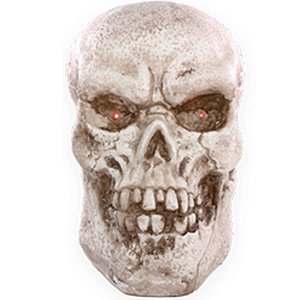 Crânio Sombrio Olhos Vermelhos Com Som e Luz 50cm - 1 Un