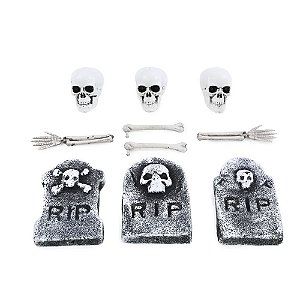 Lápide com Esqueletos Halloween - 10 Un