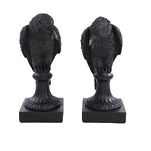 Enfeite de Resina Estátua de Corvos 11cm - Jogo com 2 Un