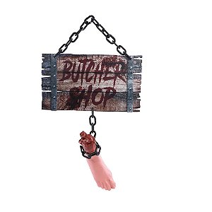 Placa Para Porta com Pé Pendurado Halloween - 1 Un