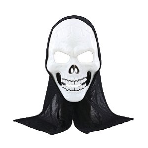 Máscara Caveira Branca e Preta Halloween - 1 Un