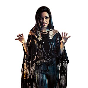 Fantasia Halloween Adulto - Poncho Morcegos - 1 Un