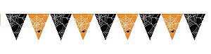 Bandeirinha Halloween Teia com Aranha Colorida 2,50 Metros - 1 Un