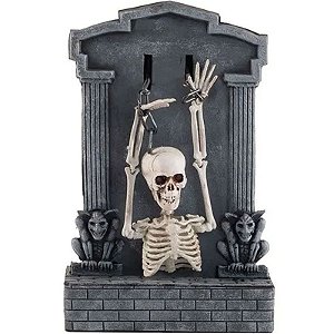 Enfeite Halloween Lápide Com Som, Luz e Movimento 35cm - 1 Un