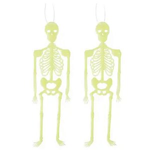 Esqueleto Decorativo de Parede Brilha no Escuro 33cm - 2 Un