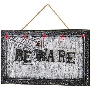 Quadro Decorativo Beware Com Som, Luz e Movimento 28x47cm - 1 Un