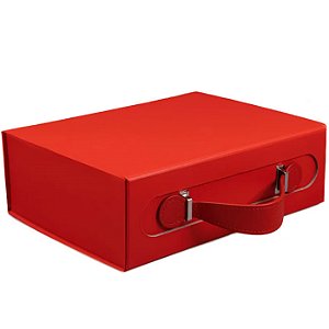 Caixa Rígida Dobrável Retangular com Alça e Ímã G Vermelho - 5 Un
