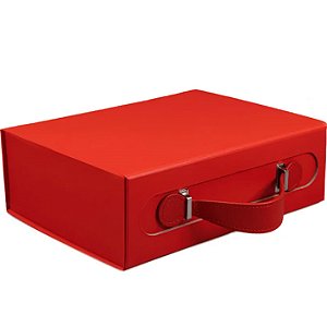 Caixa Rígida Dobrável Retangular com Alça e Ímã GG Vermelho - 5 Un