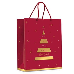 Sacola Premium Especial Natal Mágico Vermelho P 23x19x10cm - 10 Un