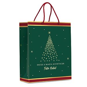 Sacola Premium Especial Natal Mágico Verde P 23x19x10cm - 10 Un