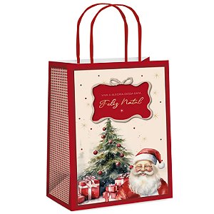 Sacola de Papel Charm Natalino M 26x19,5x9,5cm - 10 Un
