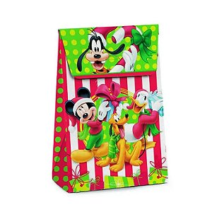 Caixa Trapézio Natal Turma do Mickey P 12x6x18cm - 10 Un