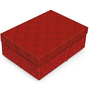 Caixa Retangular com Tampa Luxúria Vermelho G 46x33x14cm - 10 Un