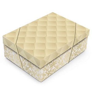 Caixa Retangular com Tampa Luxúria Ouro M 35x25x11cm - 10 Un