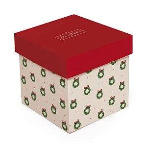 Caixa Cubo Guirlanda Natalina M 15cm - 10 Un
