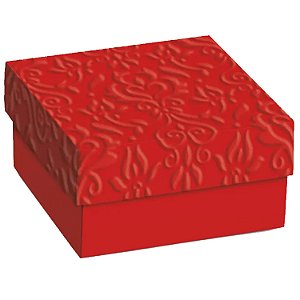 Mini Caixa Quadrada Relevo G 12x12x4cm Vermelho - 10 Un