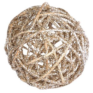 Enfeite Bola Rattan com Glitter Nude 10cm - 1 Un