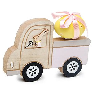 Decoração de Madeira Coelho no Caminhão Fun 12x15,5x4,5cm - 2 Un