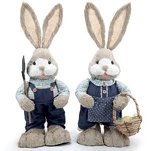 Coelho Decorativo de Tecido com Cesta e Pá St Louis 60cm - 2 Un