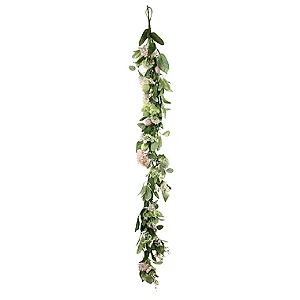 Galho Longo com Flores e Ovos Fondant 68cm Verde Escuro/Rosa - 1 Un