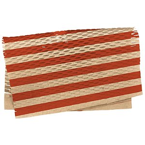 Papel Colméia Listras 50x50cm Kraft com Vermelho - 10 Un