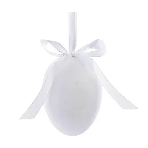 Ovo Decorativo Para Pendurar Flocado Branco Flocked 12,5cm - 1 Un