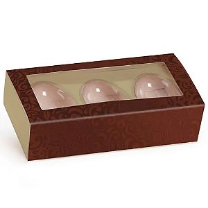 Caixa Luva Moldura Para 3 Meio Ovo 50g Preto - 10 Un
