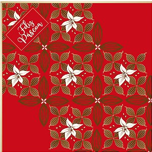 Express Para Ovo Estampado 44x44cm Flor de Cacau Vermelho - 25 Un