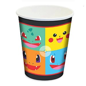 Copo Descartável Papel 180ml Pocket Monsters - 8 Un