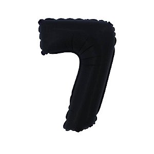 Balão Cromado Fosco com Canudo 16" Preto Número 7 - 1 Un