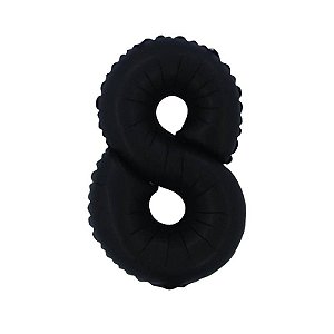 Balão Cromado Fosco com Canudo 16" Preto Número 8 - 1 Un