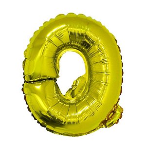 Balão Metalizado com Canudo 16" Letra Dourada Q - 1 Un