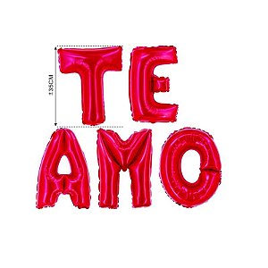 Balão Metalizado com Canudo 16" Te Amo - 1 Un