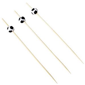 Palito em Bambu Para Petiscos 12cm Bola de Futebol - 20 Un