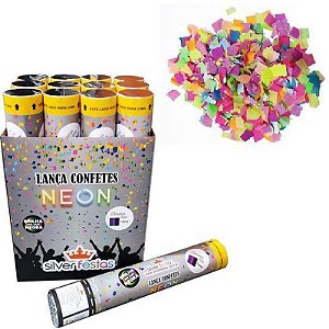 Lança Confete Neon 30cm Papel Quadrado - 1 Un