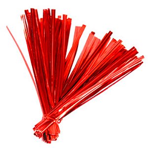 Lacre Fecho Metalizado 4mmx11cm Vermelho - 100 Un